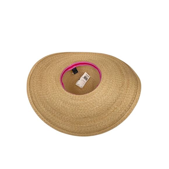 NWT Vintage COACH Straw Beach Sun Hat OS Wide Brim Floppy made in Italy - Picture 3 of 11